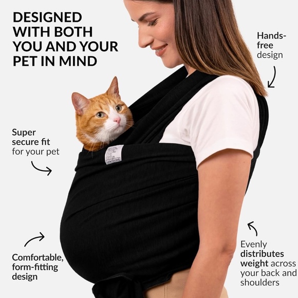 Puppy Pouch - Pet Sling in Gray Black Blue Green Pink Yellow (Black, Standard) - Picture 2 of 5